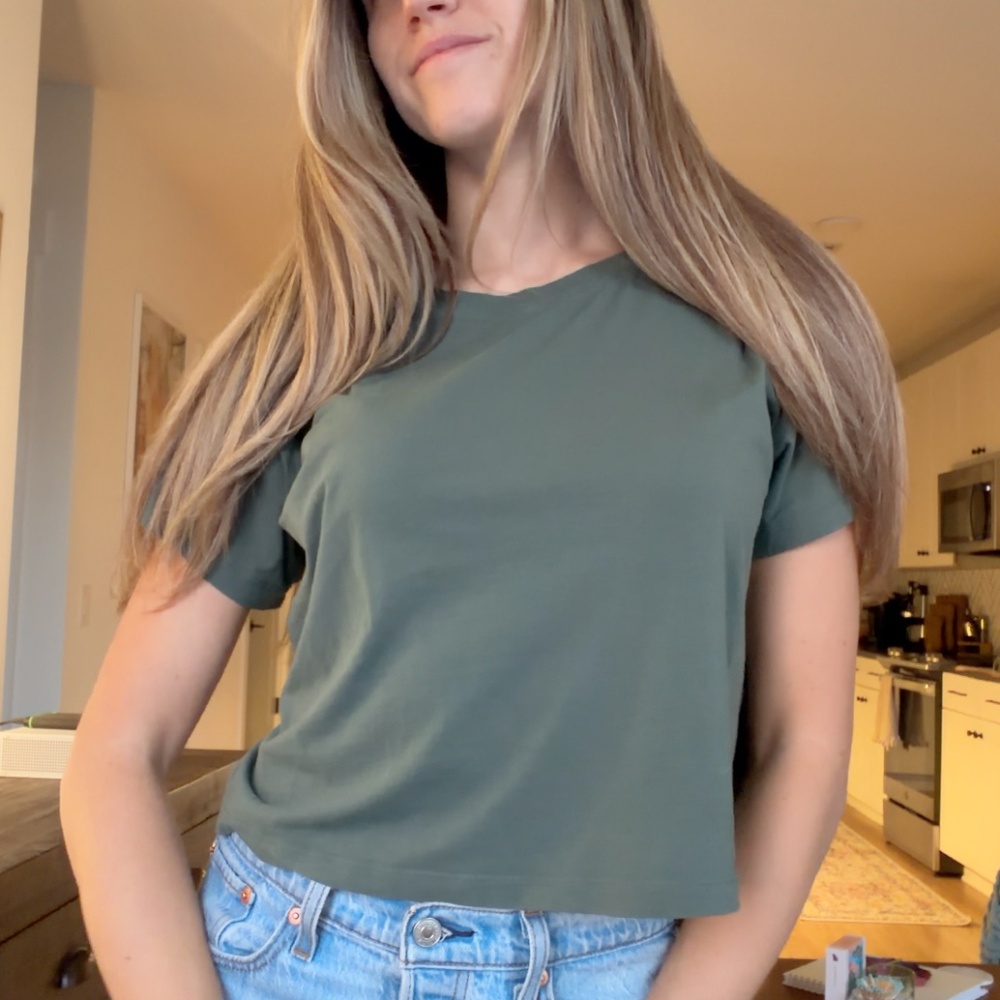 Amazon Dark Olive Green Simple Women's Blouse